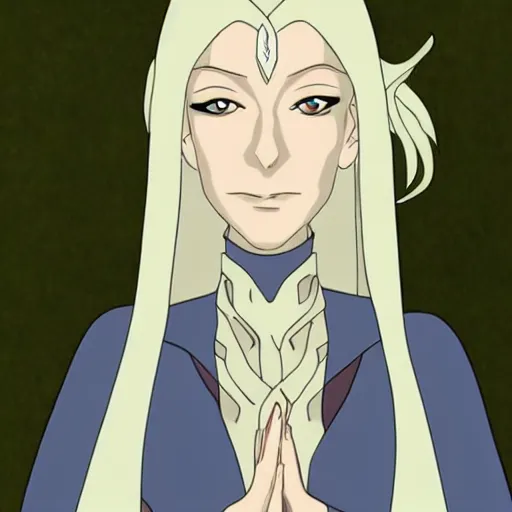 Prompt: cate blanchett as galadriel in anime style