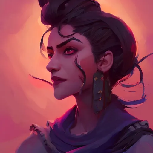 Image similar to profile portrait, maya ali mage, gloomhaven, dynamic lighting, gaudy colors, octane render aesthetic, matte painting concept art, official fanart behance hd artstation by jesper ejsing, by rhads and makoto shinkai and lois van baarle and ilya kuvshinov and rossdraws