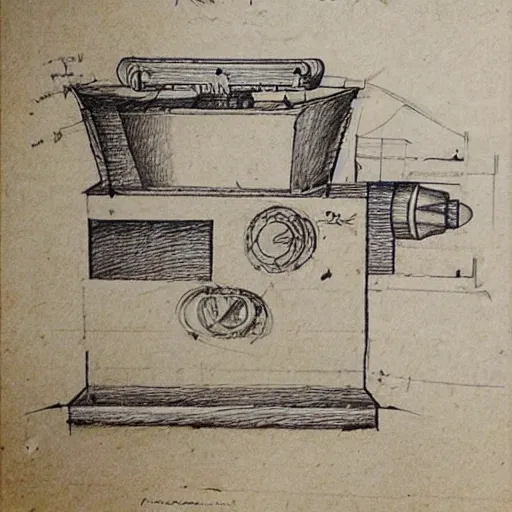 Image similar to various sketches of a futuristic coffee grinder in the style of leonardo da vinci, ultra detailed, scribbles, technical drawing, engineering blueprints