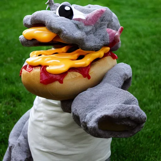 Prompt: A dragon hotdog