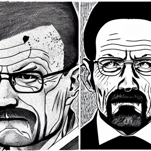 Prompt: walter white as a junji ito drawing