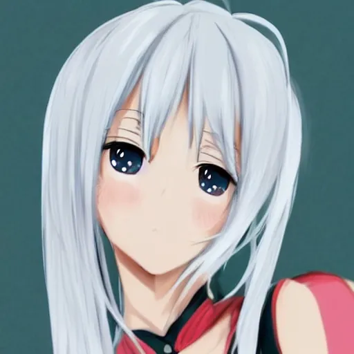 Prompt: cute anime girl with white hair