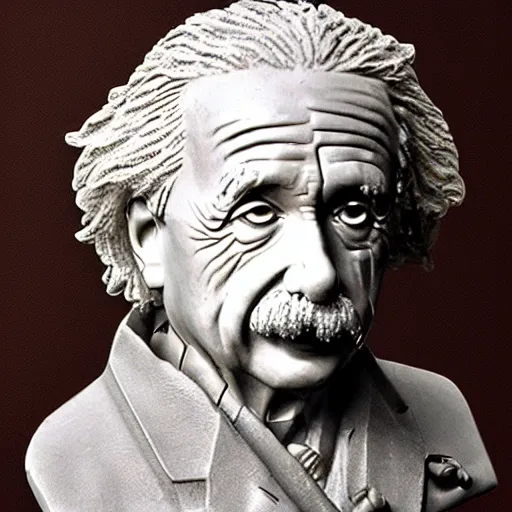 Prompt: Albert Einstein bust made of cogs