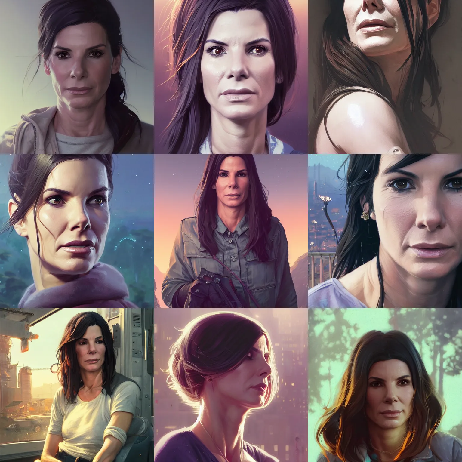 Prompt: highly detailed portrait sandra bullock in gta v, stephen bliss, unreal engine, fantasy art by greg rutkowski, loish, rhads, ferdinand knab, makoto shinkai and lois van baarle, ilya kuvshinov, rossdraws, tom bagshaw, global illumination, radiant light, detailed and intricate environment