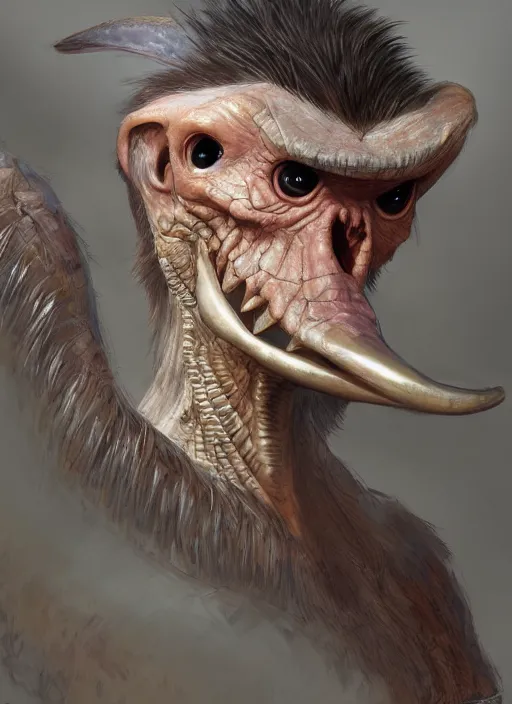 Image similar to portrait of the Dimorphodon monkey delver by artgerm and Craig Mullins, James Jean, Andrey Ryabovichev, Mark Simonetti and Peter Morbacher 16k