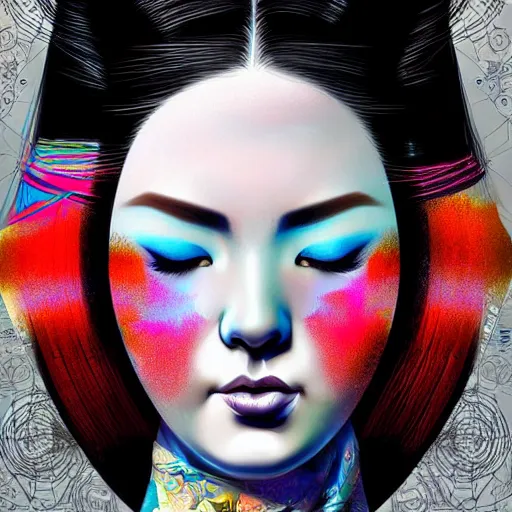 Image similar to a digital portrait of a geisha by android jones