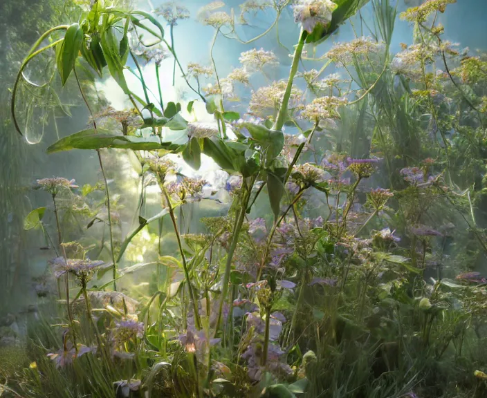 Prompt: simplicity, transparent clear see - through image of simple robots, lush botany, floral environment, ultra realistic, concept art, minimalism, photorealistic, octane render, 8 k, unreal engine. art by gustave dore and nori inoguchi and sam kaplan and zachary goulko and christopher marley and artgerm and alphonse mucha