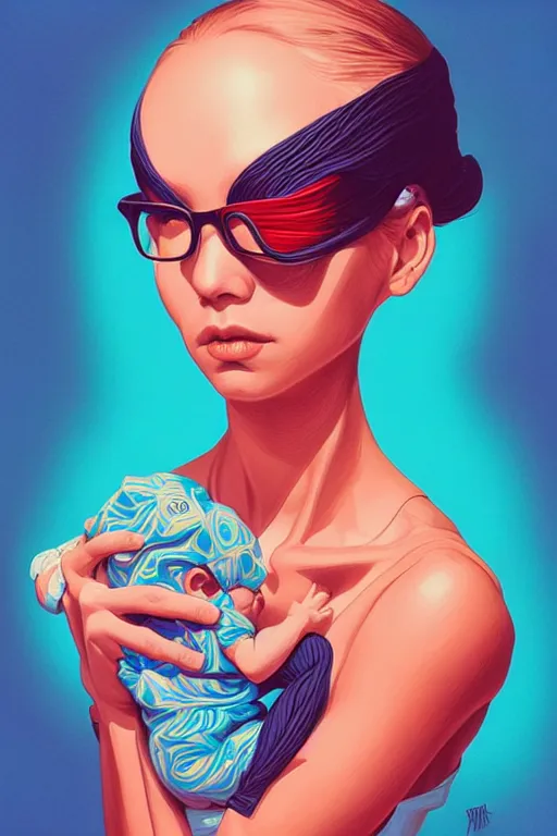 Prompt: a baby in a pocket, tristan eaton, victo ngai, artgerm, rhads, ross draws