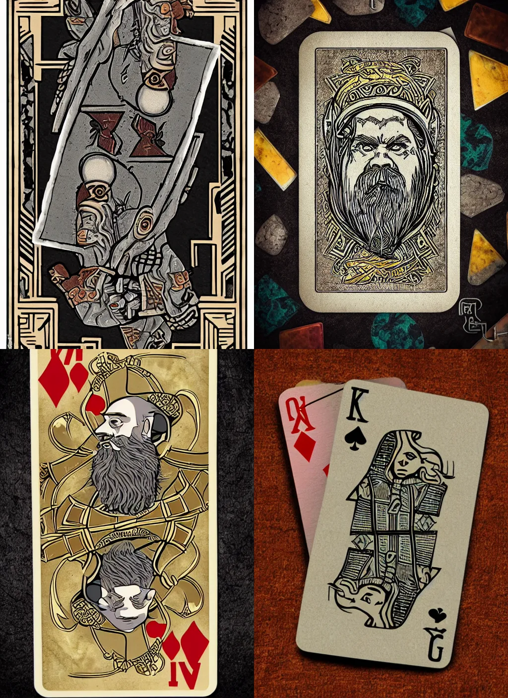 Prompt: stone playing card with dwarven thematic | detailed | artdeco |