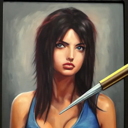 Image similar to Ana de Armas as faye valentine from Cowboy Bebop, extremely detailed, photorealistic painting, portrait