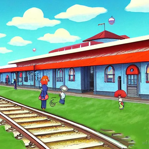 Image similar to Train station, Ponyo art