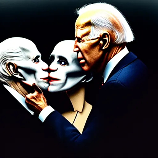 Prompt: portrait of nosferatu feeding whispering into joe biden's ear, correct faces, uhd hyperdetailed photo by annie leibowitz 5 0 mm lens