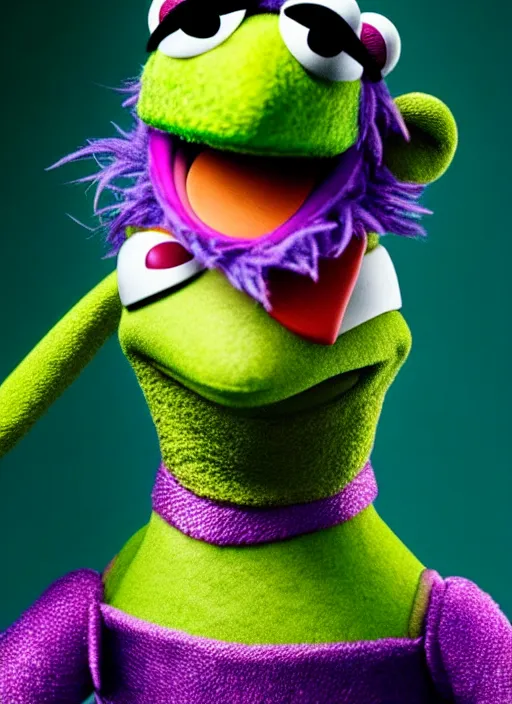 Image similar to studio portrait still of muppet!!!!! loki!!!!!! from avengers infinity war as a muppet muppet as a muppet, 8 k, studio lighting, key light,