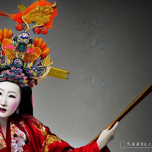 Prompt: Award-winning photography of a Chinese opera singer, studio photography