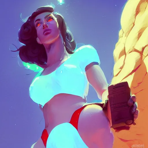 Image similar to portrait of besutiful woman in bathing suit, maya ali mage, gloomhaven, dynamic lighting, gaudy colors, octane render aesthetic, matte painting concept art, official fanart behance hd artstation by jesper ejsing, by rhads and makoto shinkai and lois van baarle and ilya kuvshinov and rossdraws