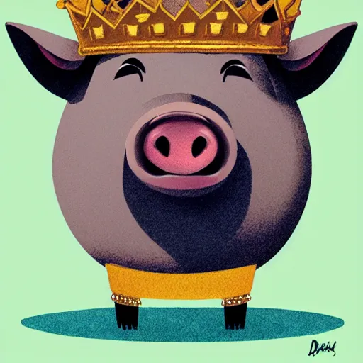 Image similar to pig wearing crown by Dan Matutina