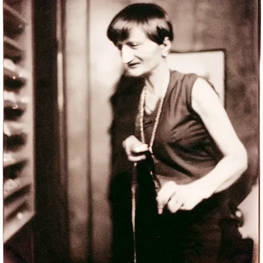 Image similar to anna akhmatova at the club, portrait, polaroid, by jamel shabazz