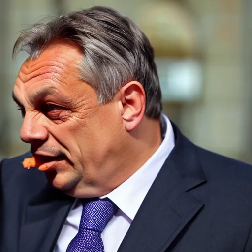 Image similar to viktor orban eating a carrot