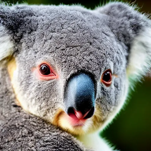 Prompt: award winning nature photograph of a koala with a parrot's beak. weird, extreme detail, hyperrealistic photo, smooth, trending on artstation