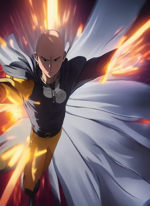 Image similar to A full portrait photo of real-life saitama one punch man, f/22, 35mm, 2700K, lighting, perfect faces, award winning photography.