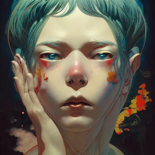 Image similar to prompt : figurative unique portrait soft light painted by james jean and katsuhiro otomo and erik jones, inspired by akira anime, smooth face feature, intricate oil painting, high detail illustration, sharp high detail, manga and anime 1 9 9 9