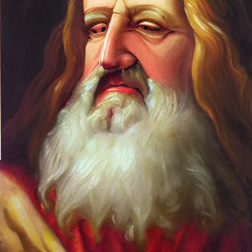 Prompt: gabe newell as god, old oil painting