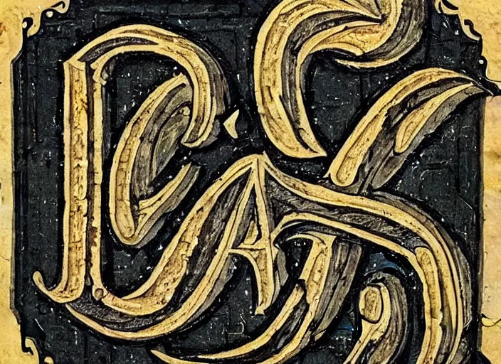 Image similar to beautiful handwriting style lettering, medieval blackletter, decorative, initial letter a