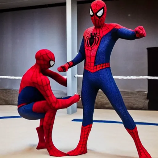 Prompt: SPIDERMAN enter the ring as boxer