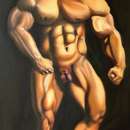 Prompt: oil painting of a muscular!!!! squirrel with bulging!! human!! biceps!!!!, 8 k, high quality