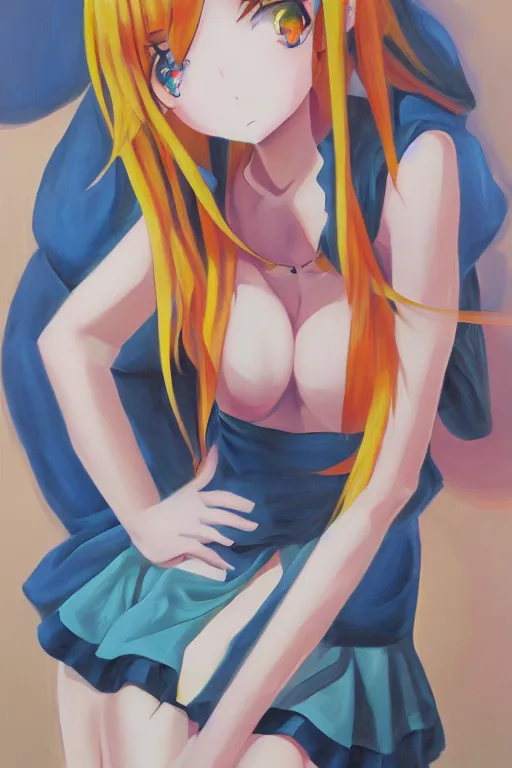 Prompt: y 2 k anime girl, oil on canvas