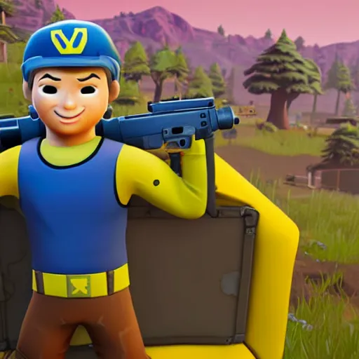 Image similar to vault boy in fortnite, promotional poster, 3d, ultra realistic, insanely detailed, photorealistic, 4k