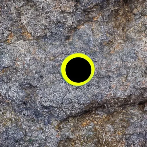 Image similar to a smooth stone that has googly eyes on a cliff with a blurry background.