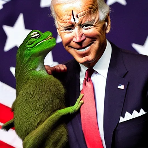 Image similar to pepe love Biden