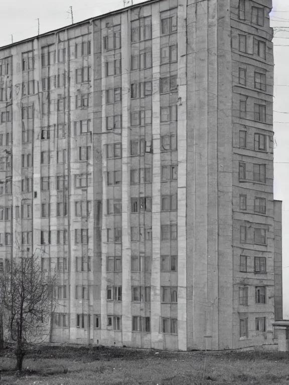 Image similar to soviet suburb building, photo, front view