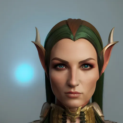 Image similar to portrait of a female high elf with tan skin, 3 d octane render trending on art station 8 k