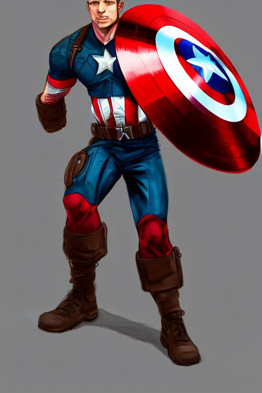 Prompt: Captain America high quality digital painting in the style of Cushart, Krenz