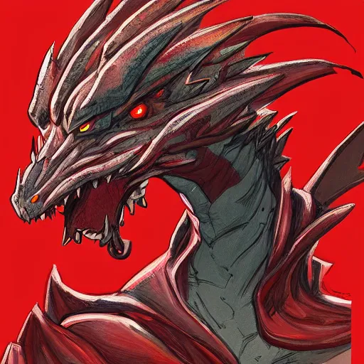 Prompt: portrait anthropomorphic dragon wearing red clothes the graphic style of Patrick Gleason,detailed art, trending on Artstation, sharp focus, comic art