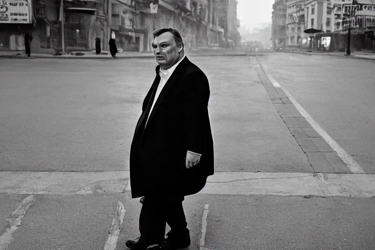 Prompt: overweight viktor orban by peter lindbergh