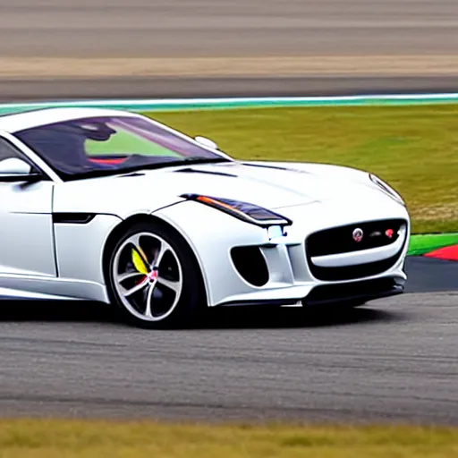 Image similar to a 2 0 1 6 jaguar f - type project 7 driving on a race track