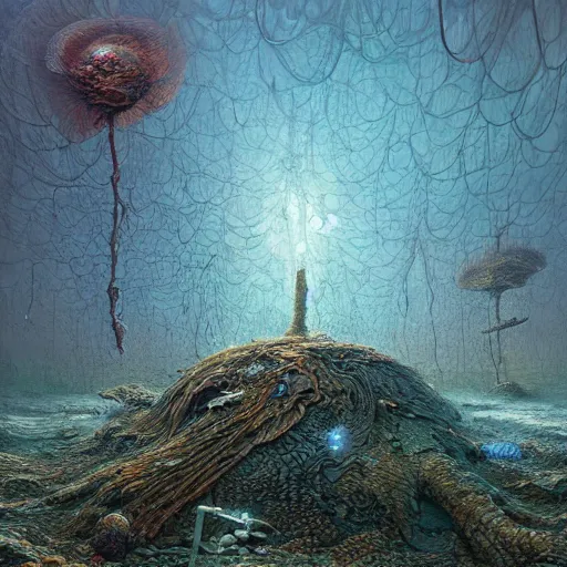 Prompt: deepfried abandoned layerd reef blob parakeet halite twig quartz, by jarosław jasnikowski and peter gric and mike winkelmann, 2 d game art, cluttered, hyperrealism