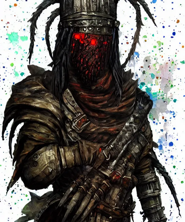 Prompt: a oil / watercolor painting full body character portrait of a dread hacker in the style of dark souls in the style of darkest dungeon trending on artstation deviantart pinterest detailed realistic hd 8 k high resolution
