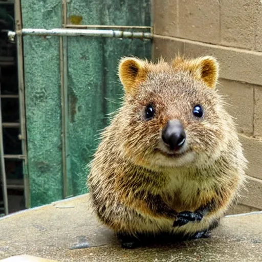 Image similar to a cyberpunk quokka