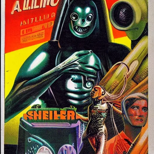 Prompt: retro sci-fi The Alien from Wartos