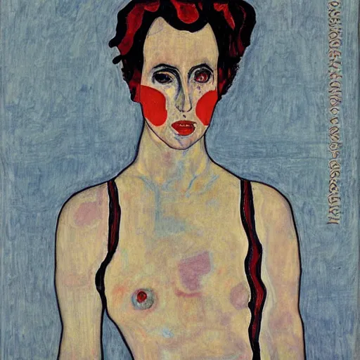 Prompt: lady gaga painted by egon schiele