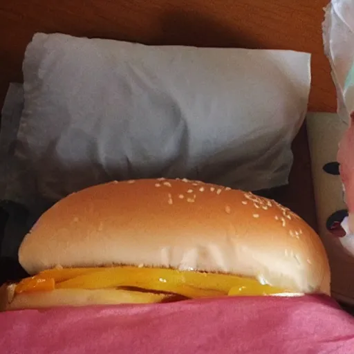 Prompt: i am still in bed and a burgie is coming