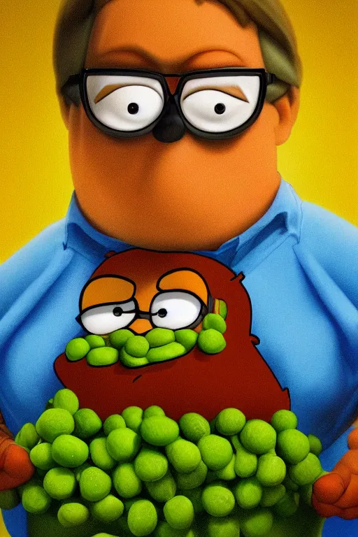 Image similar to 📷 peter griffin is pea, made of food, head portrait, dynamic lighting, 4 k