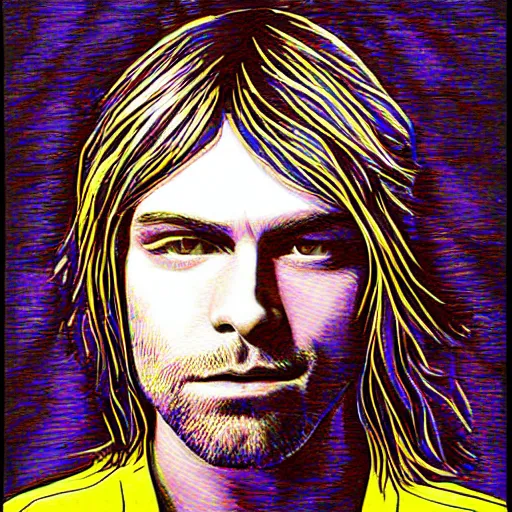 Image similar to kurt cobain op art,