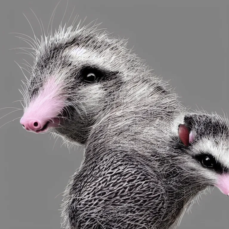 Image similar to opossum mixed with a pigeon, hyper realistic, photorealistic, 4 k