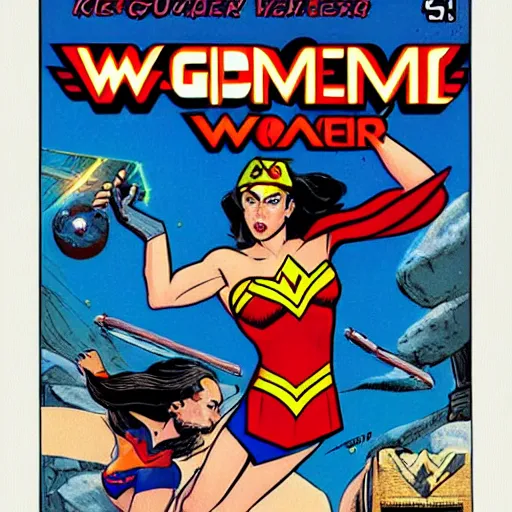 Prompt: video game box art of a commodore 6 4 game called wonder woman vs supergirl, highly detailed cover art.