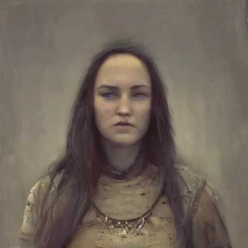 Image similar to Richard Schmid and Jeremy Lipking portrait painting of A shield-maiden (Old Norse: skjoldmø [ˈskjɑldˌmɛːz̠]) was a female warrior from Scandinavian folklore and mythology. Shield-maidens are often mentioned in sagas such as Hervarar saga ok Heiðreks and in Gesta Danorum. They also appear in stories of other Germanic peoples: Goths, Cimbri, and Marcomanni.[1] The mythical Valkyries may have been based on such shield-maidens.[ full-figure